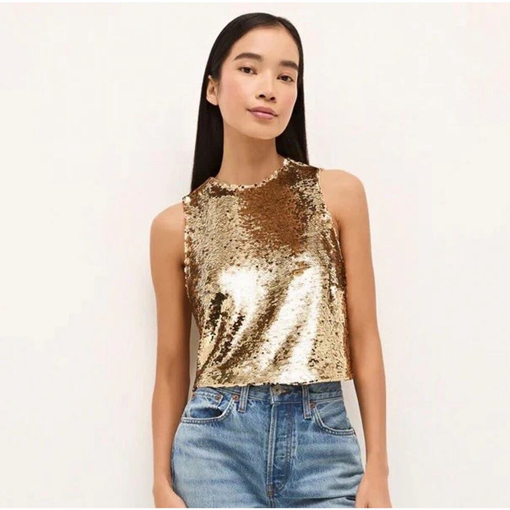 Marie Oliver Davis Gold Sequin Tank L